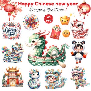Nouvel an chinois, danse du lion chinoise, dragon personnalisé, clipart nouvel an chinois, nouvel an lunaire, clipart chinois PNG, chinois, dragon, lion, heureux
