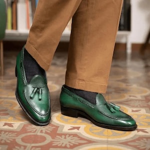 YUKETEN leather tassel loafer shoes 7C 緑 YUKETEN leather tassel loafer shoes 7C 緑（Penny Loafer