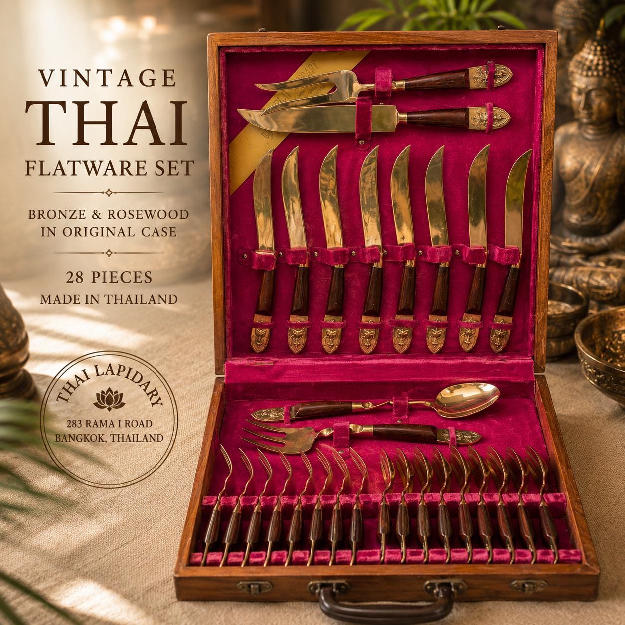 タイ　カトラリーセット　ニッケルブロンズディナーセット〈30本セット〉®︎マーク Thai bronze cutlery set - Etsy 日本