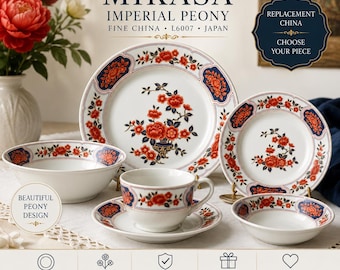 Mikasa Imperial Peony L6007 Porcelana zamienna | Wybierz talerz obiadowy, miskę, filiżankę, spodek | Wyprodukowano w Japonii