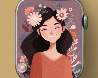 Floral Lady Apple Watch Wallpaper – Elegant Feminine Aesthetic Digital Face Background