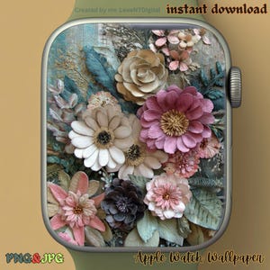 Floral Apple Watch Wallpaper – Boho Botanical Neutral Flowers Face | Spring Beige Digital Download