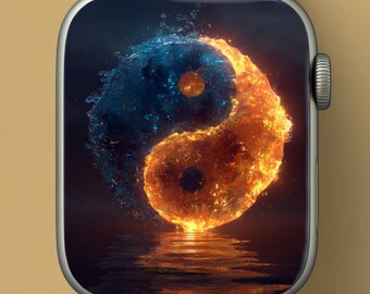 Yin Yang Apple Watch Wallpaper – Zen Balance Aesthetic Digital Face | Minimal Spiritual Background