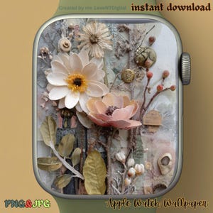 Floral Apple Watch Wallpaper – Boho Botanical Neutral Flowers Face | Spring Beige Digital Download
