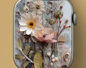 Floral Apple Watch Wallpaper – Boho Botanical Neutral Flowers Face | Spring Beige Digital Download