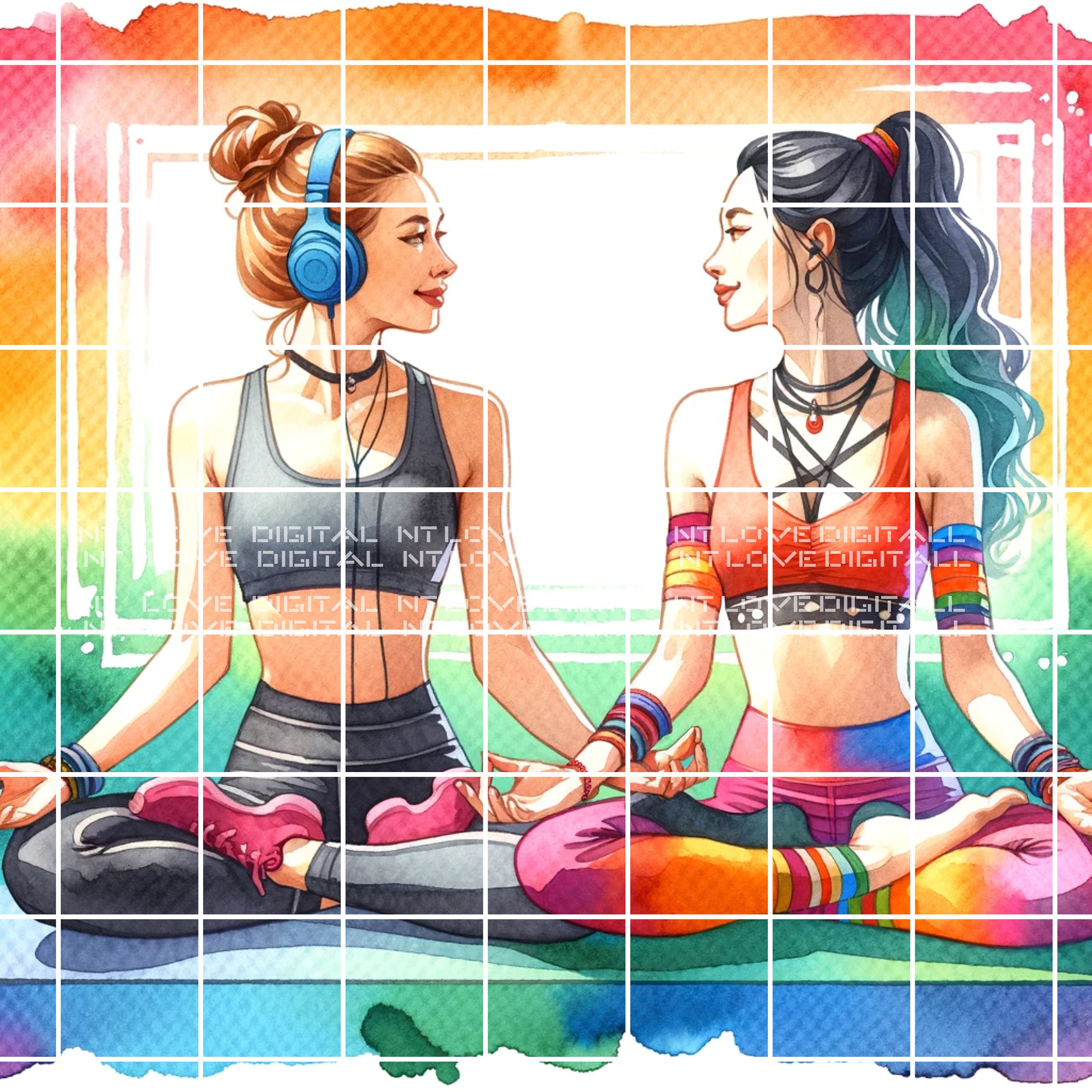 Couple Yoga Poses DALL-E Prompts for Chatgpt, Watercolor Yoga,yoga Clipart,yoga Girl Clipart ...