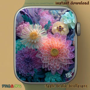 Floral Apple Watch Wallpaper – Boho Botanical Neutral Flowers Face | Spring Beige Digital Download