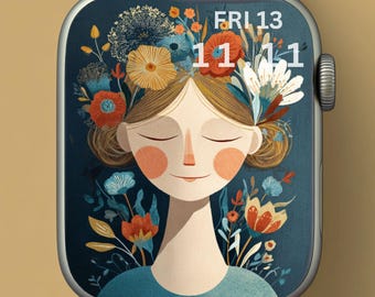 Floral Lady Apple Watch Wallpaper – Elegant Feminine Aesthetic Digital Face Background