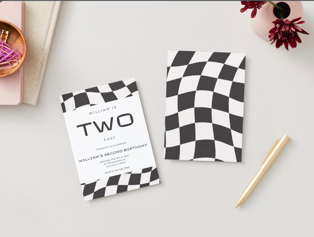 TWO FAST Party Invitation | Instant Download, Canva, Digital Invite ...