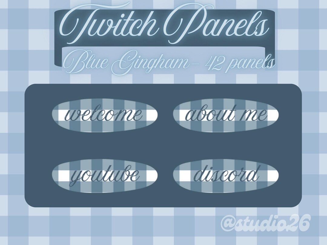 Blue Gingham Twitch Panel | Twitch Overlay | Twitch Streamer | 42 ...