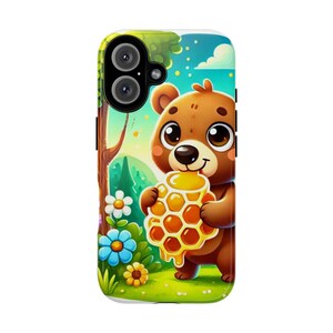 Funda para teléfono con diseño de oso, funda resistente inspirada en la naturaleza para niños, regalos para amantes de los animales, funda duradera para teléfono, accesorios tecnológicos únicos