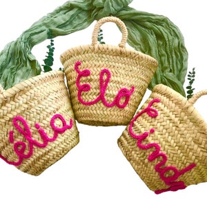 Panier personnalisable EN REASSORT, petit panier, sac personnalisable , sac de plage, panier en osier SAC+NOM CROCHET