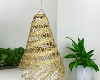 Lámpara colgante de mimbre, lámpara colgante de ratán, lámpara colgante semicónica, pantalla de lámpara, lámpara de araña, artefacto de iluminación