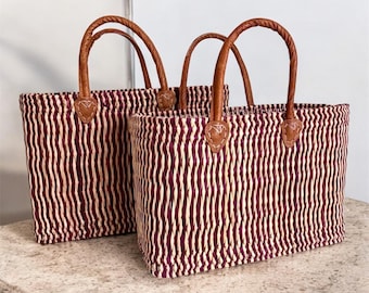Bolsa de playa, bolsa de mercado, bolsa de ciudad - cesta de mimbre - bolso tote - cesta personalizada - cesta personalizable - bolso personalizable