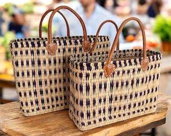Bolsa de playa, bolsa de mercado, bolsa de ciudad - cesta de mimbre - bolso tote - cesta personalizada - cesta personalizable - bolso personalizable