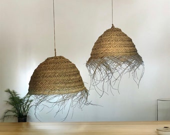 Luz colgante DÔME halfa, luz colgante de mimbre, luz colgante de ratán, pantalla de lámpara, luminaria