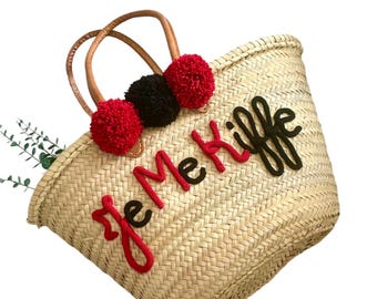 Cesta personalizada - cesta personalizable - bolso personalizable - Bolsa de playa del mercado de la ciudad - cesta de mimbre