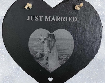 Personalised Engraved Slate Photo Plaque – Wedding, Anniversary, Memorial Gift