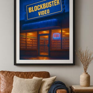 Return to Blockbuster Nostalgia Art Print – 90s Video Store Tribute – Vintage Movie Store Wall Art