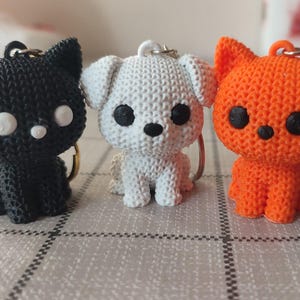 3D Printed Cat and Dog Keychain Set: Colorful PLA Pet Lover Gift