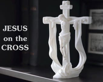Jesus on the Cross STL File | Crucifix Statue 3D Print | Christian Religious Decor | Jesus Sculpture | Digital Download