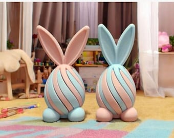 3D Printed Bunny Decor , STL  ,  OBJ Files, Filament, Resin Compatible ,Digital Download