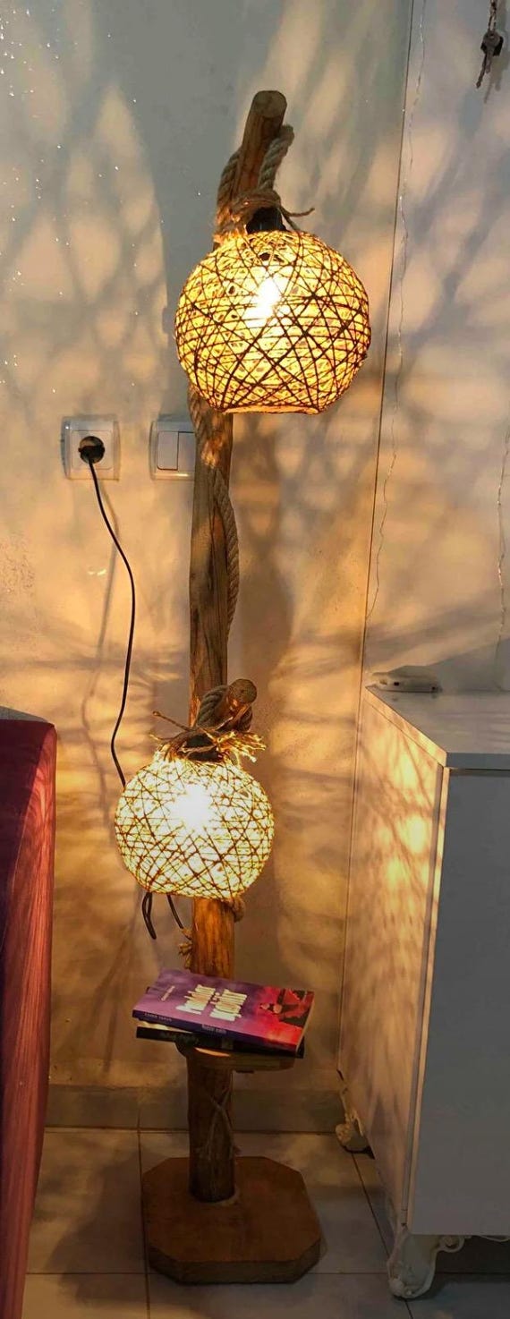 Handmade Rustic Wood Floor Lamp: Boho Farmhouse Decor - Etsy, image size:570x1474