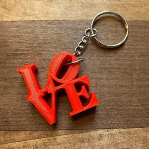 LOVE Written 3D Keychain STL File | Digital Download Model | 3D Printer Keychain File | Valentine&#39;s Day Gift | STL File for 3D Print