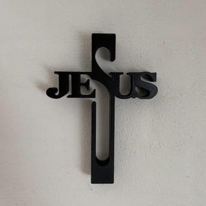 Jesus Cross STL File | Christian Wall Decor | 3D Print Religious Cross | Jesus Sign | Faith Decor Digital Download