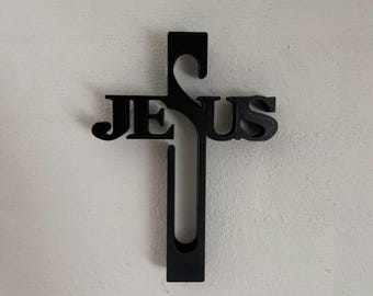 Jesus Cross STL File | Christian Wall Decor | 3D Print Religious Cross | Jesus Sign | Faith Decor Digital Download