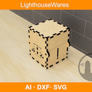 card storage gear box laser cut file, card organizer, 6mm, vector file, svg, ai, dxf, cnc pattern