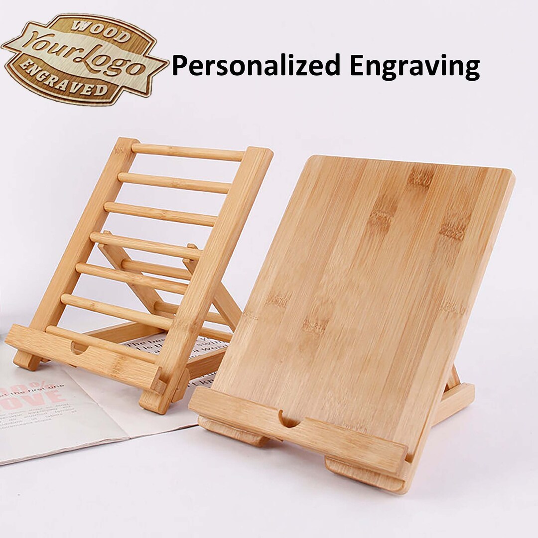 Bamboo Tablet Stand, Laptop Stand, iPad Holder, Recipe Holder, iPad