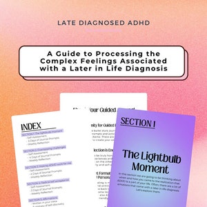 Late Diagnosed ADHD Guide 25 Day | Guided Journal | ADHD Workbook | Personal Growth Workbook | ADHD Friendly Journal | Bullet Dotted Journal