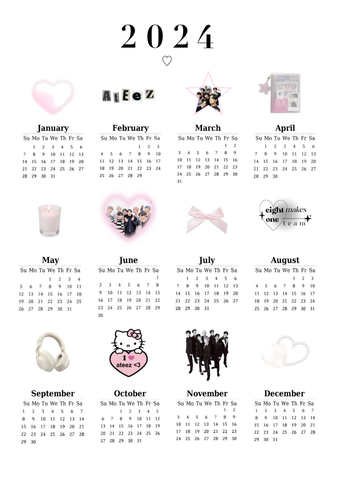 Ateez 2024 Calendar Digital Download Etsy UK