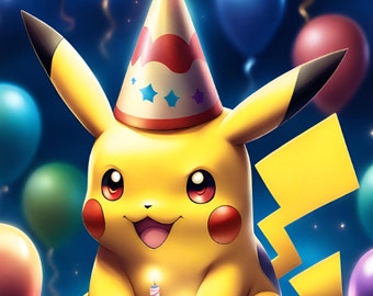 Digital Pikachu birthday card