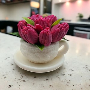 Flower Teacup Soap – Unique Gift for Women – Handcrafted Soap Art Bridal Shower, Birthday - Thoughtful Surprise Gift to Friend, Sister, Mom