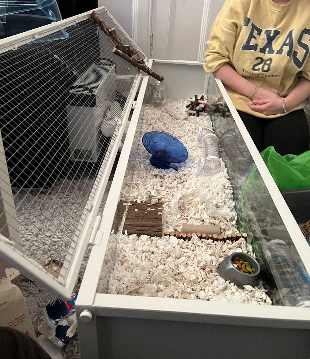 Long Glass Hamster Cage With Breathable Wire Top Etsy