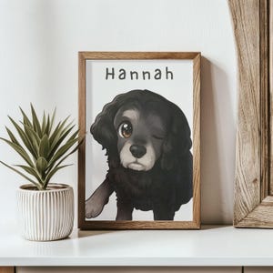 Custom Anime-Style Pet Portrait – Cute Dog Illustration with Name