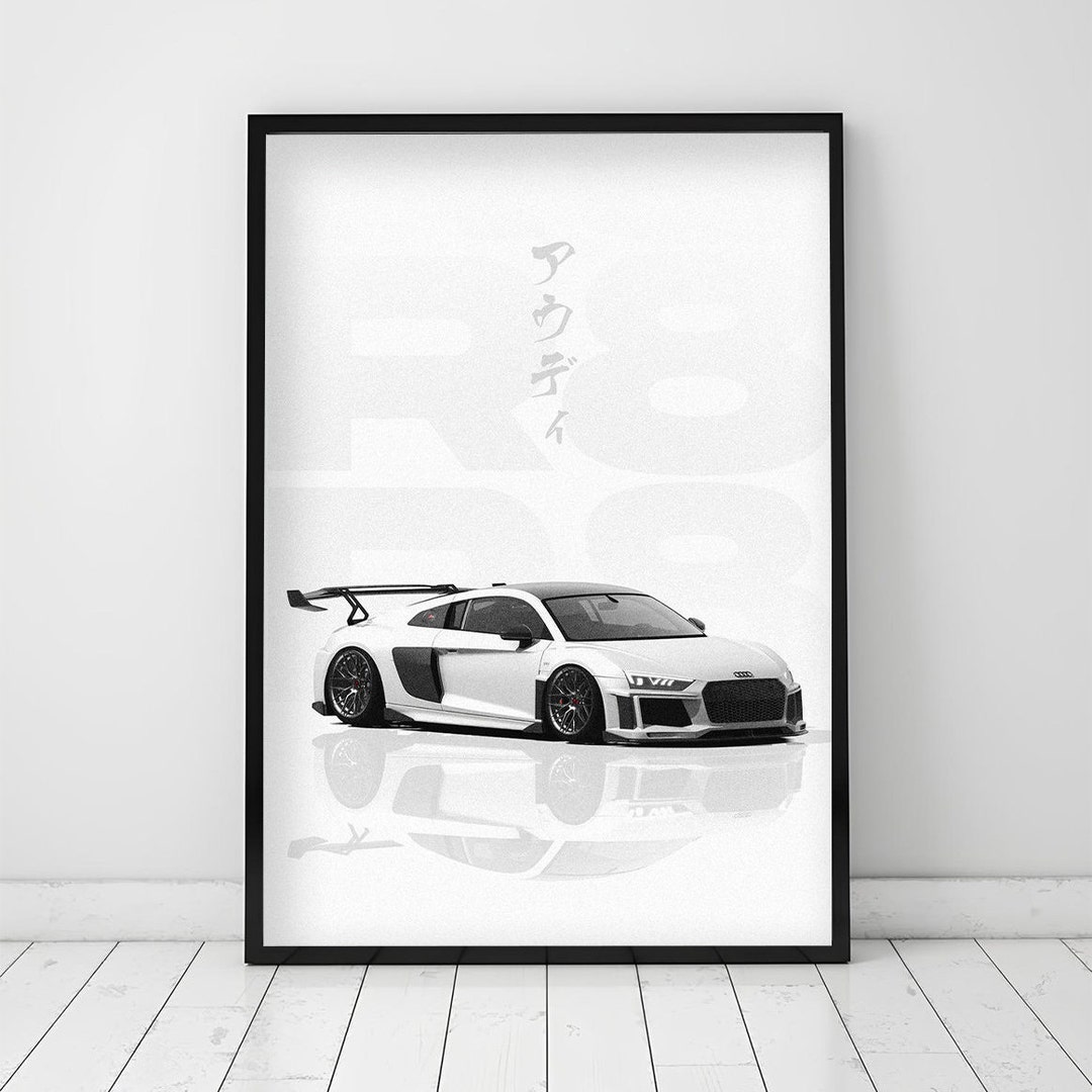 Audi R8 Sport Car Drift Car Poster Decor for Children's Room Office