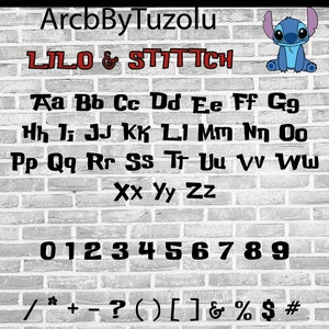 Fonte Lilo e Stitch, arquivo de corte de ponto, arquivos de corte de ponto, clipart de ponto, pacote de fontes, alfabeto de Lilo e Stitch, TTF, design de camiseta, fonte popular