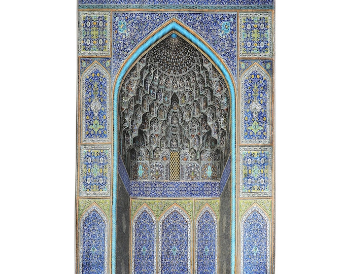 Prayer Mat - Blue Green Mihrab - Silky Soft - Gebetsteppich - Turkish Prayer Rug - Islamic Gift