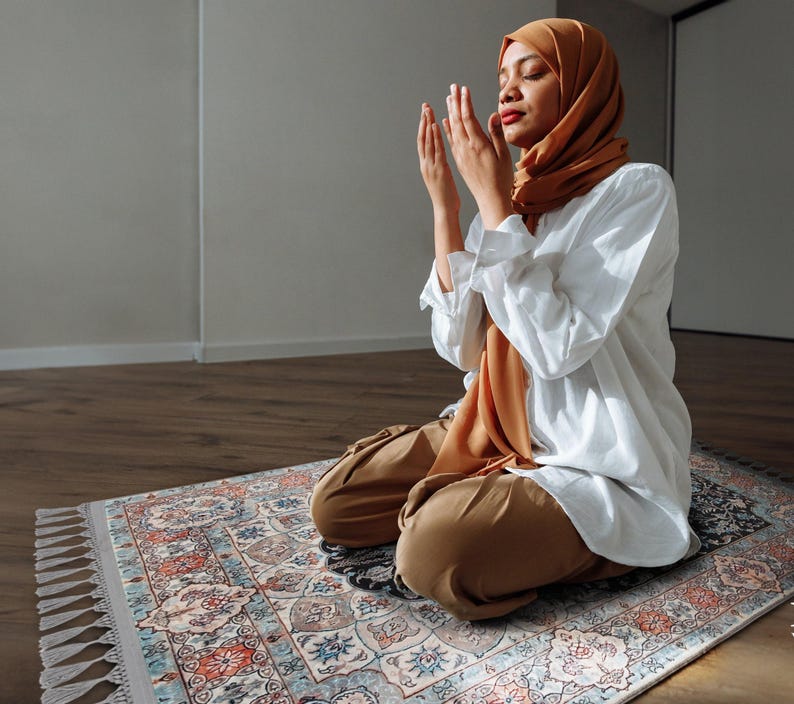 Prayer Mat Silky Soft Surface Turkish Prayer Rug, Islamic Muslim Gift, Gebetsteppich image 3