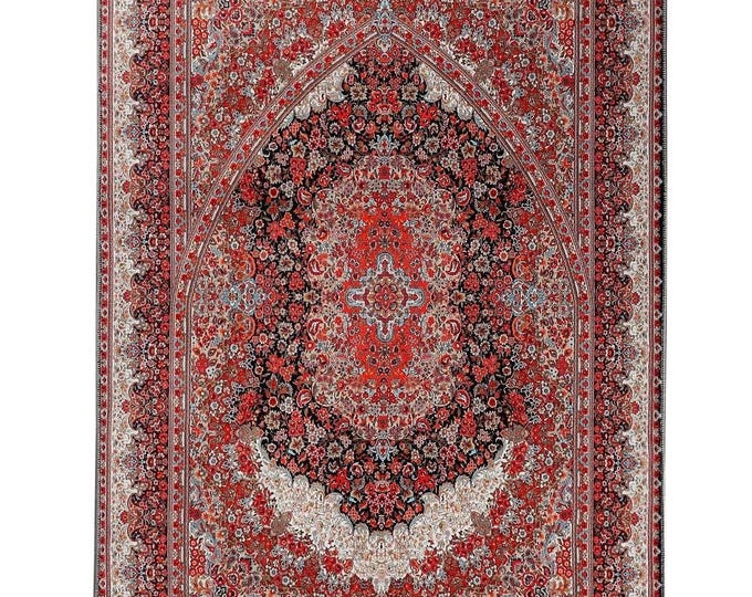 Classic Turkish Salah Mat – Timeless Islamic Prayer Rug – Ornamental Design, Soft Feel – Ideal Gift for Ramadan or Home Decor