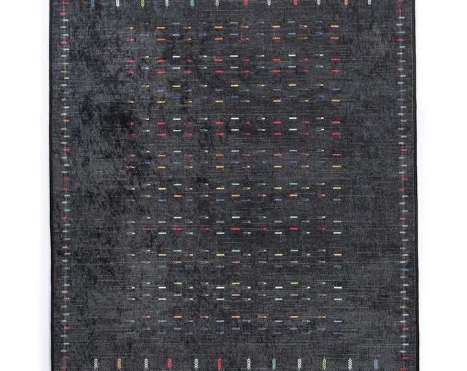Kilim Rug – Black Modern, Bedroom, Living Room, Entryway, Runner, Kitchen Area Rugs