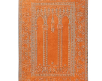 Prayer Mat - Orange Minimalist Mihrab - Soft Silky - Gebetsteppich - Prayer Rugs - Muslim Gift