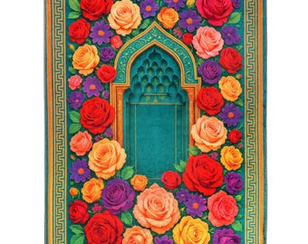 Prayer Mat Rose Green Mihrab Silky Soft Gebetsteppich Muslim Prayer Rug Islamic Gift