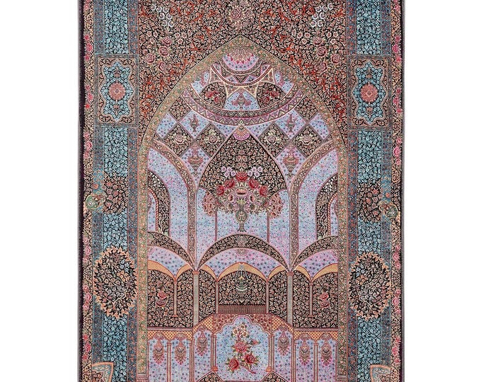 Blue Floral Prayer Rug for Muslim Prayer Room – Soft Touch – Ideal Gift for Muslim Mom and Dad