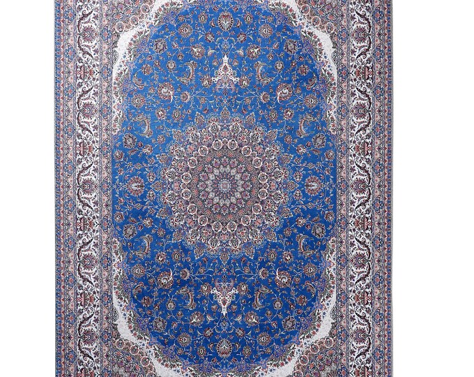 Prayer-Rug–Large-Blue-Carpet–Turkish-Area-Rug–Oriental-Runner–Living-Room-Rug–Dining-Room-Mat–Decorative-Islamic-Floor-Rug