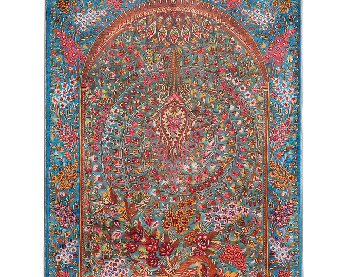 Prayer Rug – Floral Multicolor Turkish Design – Large Size Muslim Prayer Mat – Beautiful Islamic Carpet – Prayer Room Decor & Gift Idea