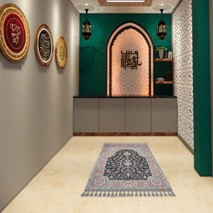 Prayer Mat Silky Soft Surface Turkish Prayer Rug, Islamic Muslim Gift, Gebetsteppich image 8